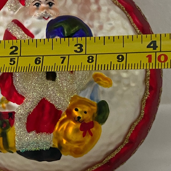 Vintage Waterford Christmas Ornament Blown Glass Two Sided Santa Claus Globe Toy - Picture 13 of 14